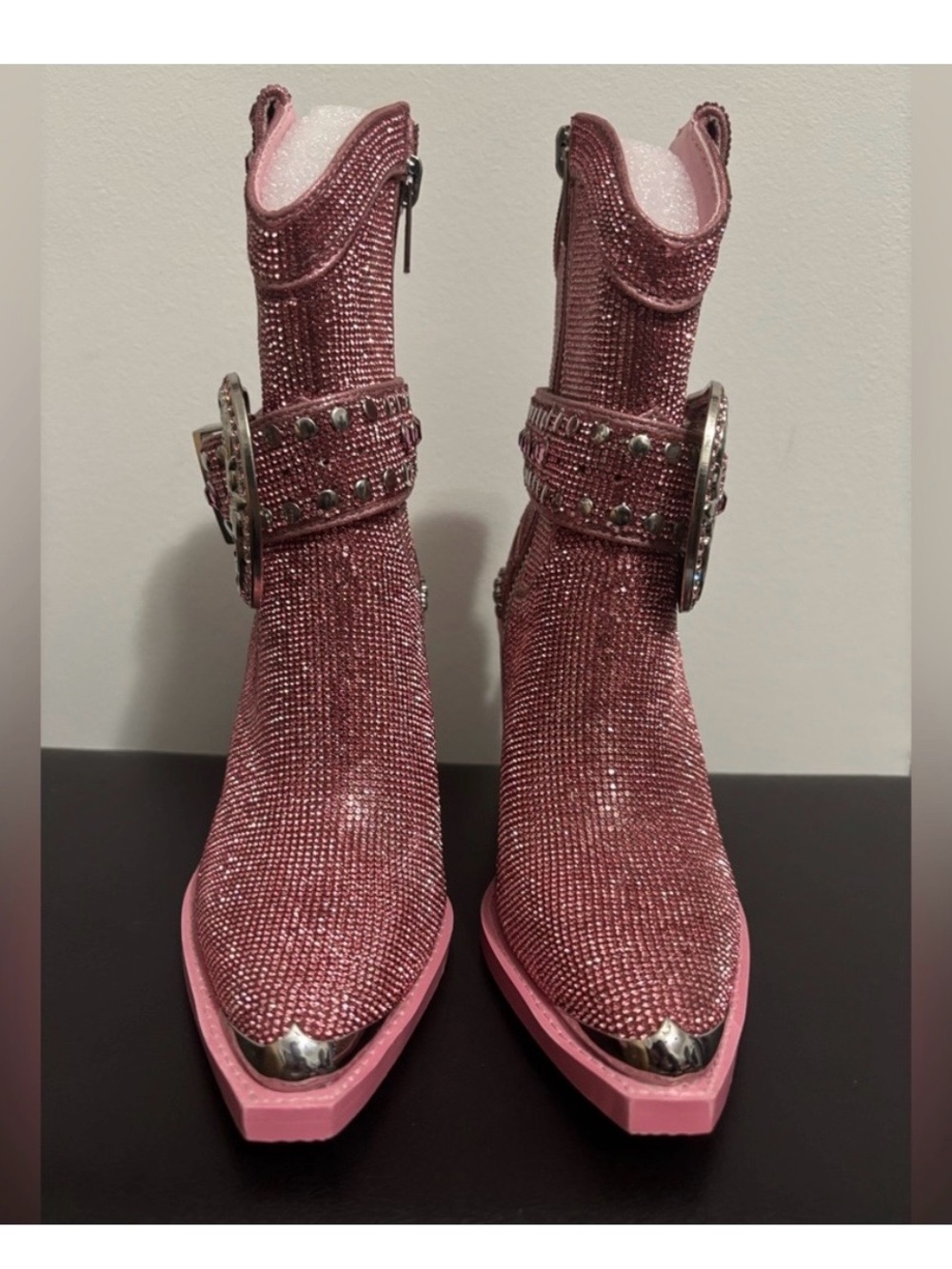 NWOB Dolls Kill / Club Exx Pink Sharp Sheriff Shine Cowboy Boots - Picture 2 of 5